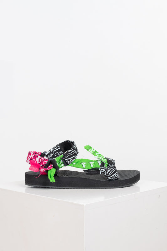 The Trekky Sandals by Arizona Love are bandana strap sandals with a velcro closure