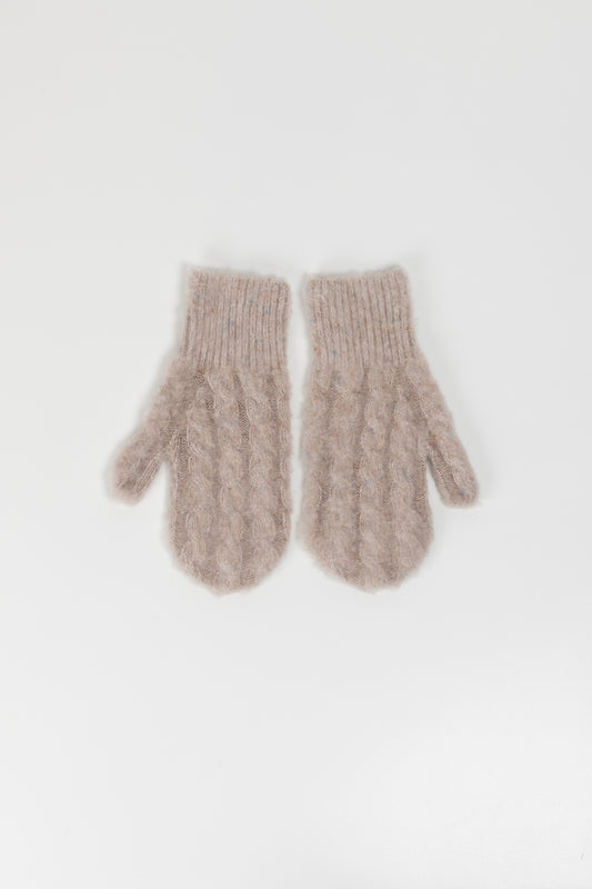 The Cable Knit Mittens 29  by Acne Studios are soft wool cable mittens with a ribbed cuff