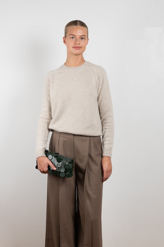 The Mila sweater by Alexandra Golovanoff is a signature round neck sweater with a boxy and effortless cut