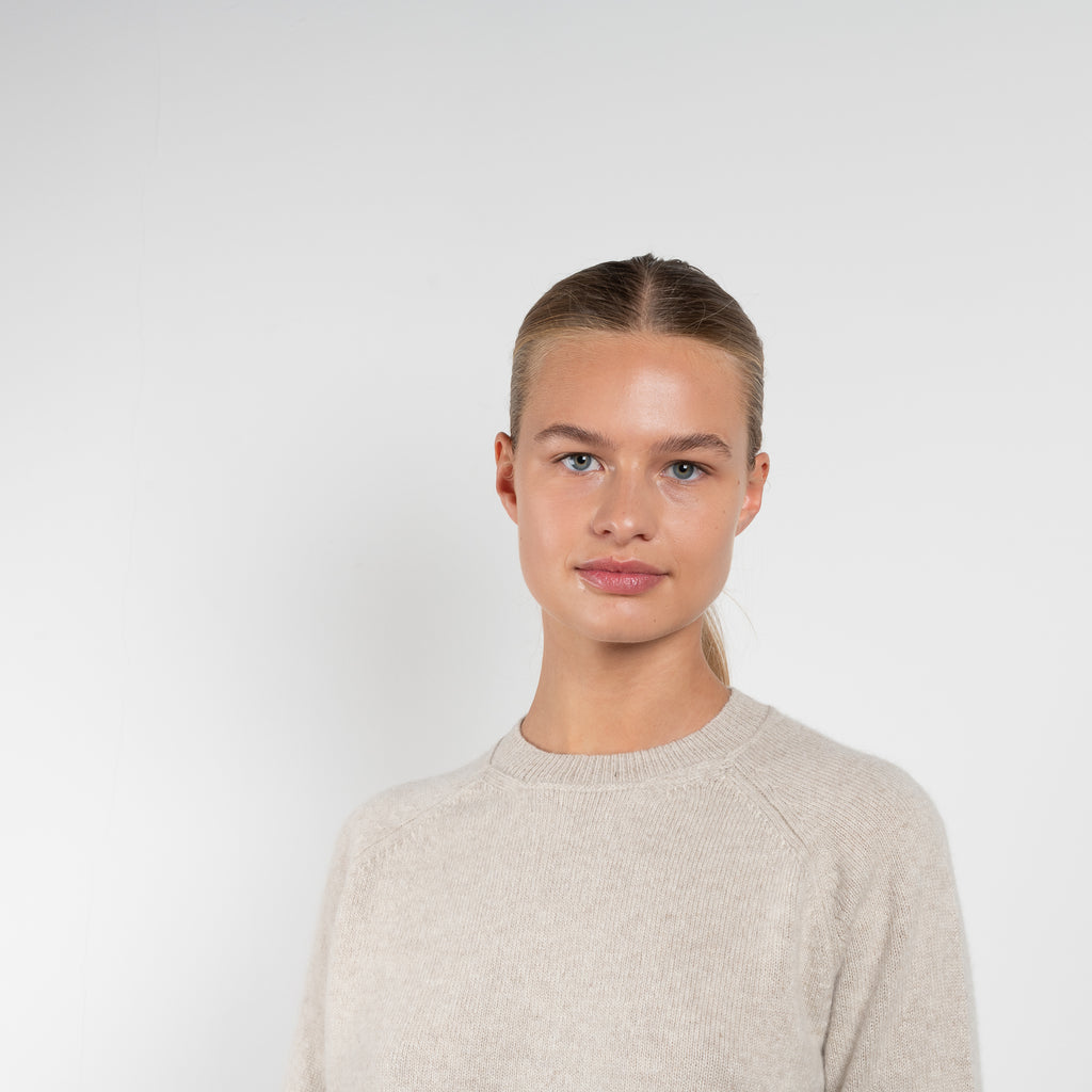 The Mila sweater by Alexandra Golovanoff is a signature round neck sweater with a boxy and effortless cut