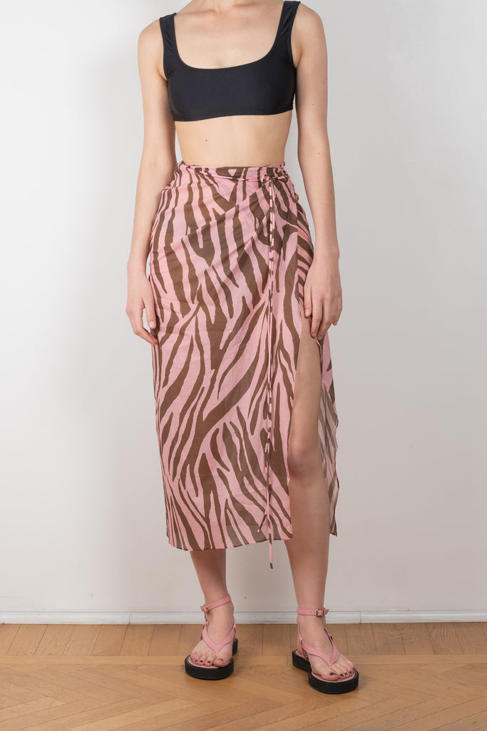 The Jacky Wrap Skirt is a high waisted zebra print wrap skirt in a light summer cotton voile