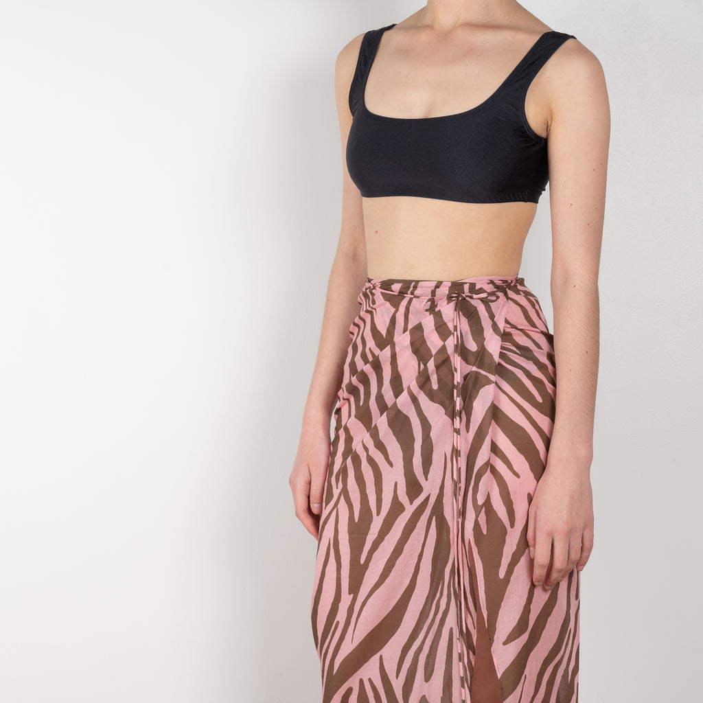 The Jacky Wrap Skirt is a high waisted zebra print wrap skirt in a light summer cotton voile