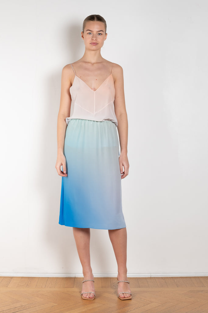 The Silk Top 0730 by GAUCHERE is a silk camisole with fine straps in a subtle  signature pastel tie-dye