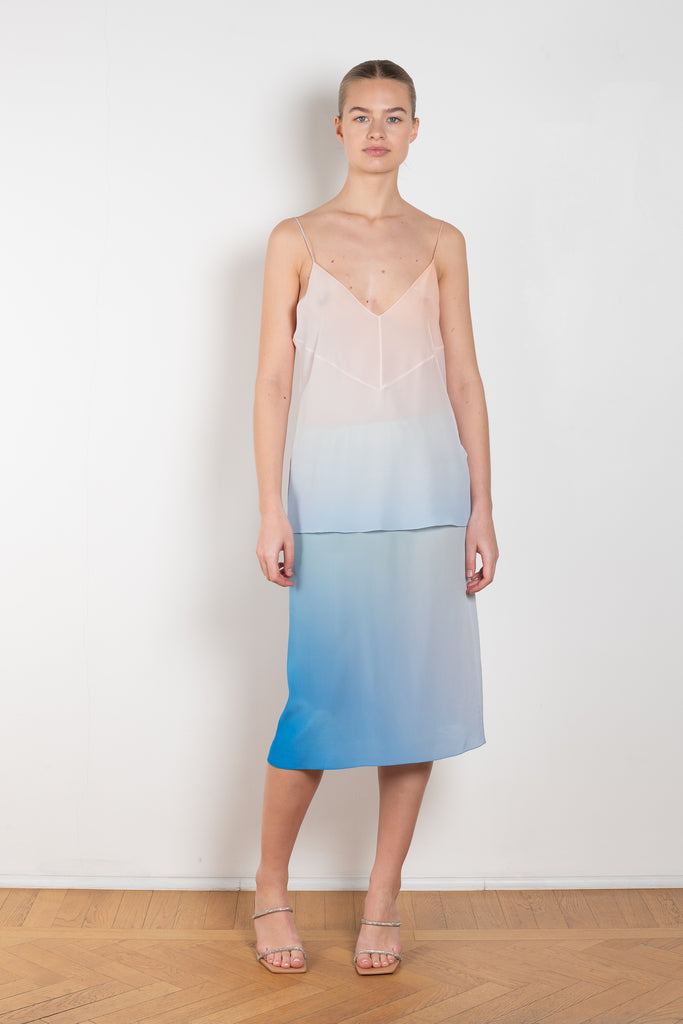 The Silk Top 0730 by GAUCHERE is a silk camisole with fine straps in a subtle  signature pastel tie-dye