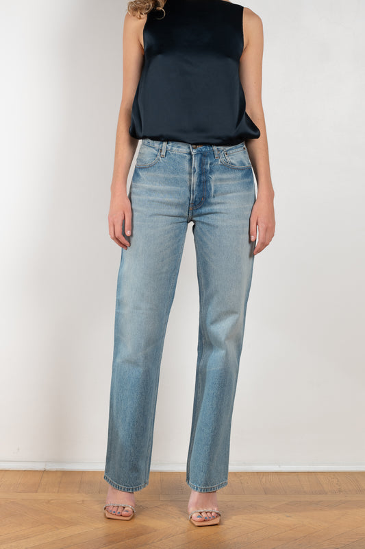 The Relaxed Jeans by Gauchere is a signature denim with a relaxed fit in a washed medium blue