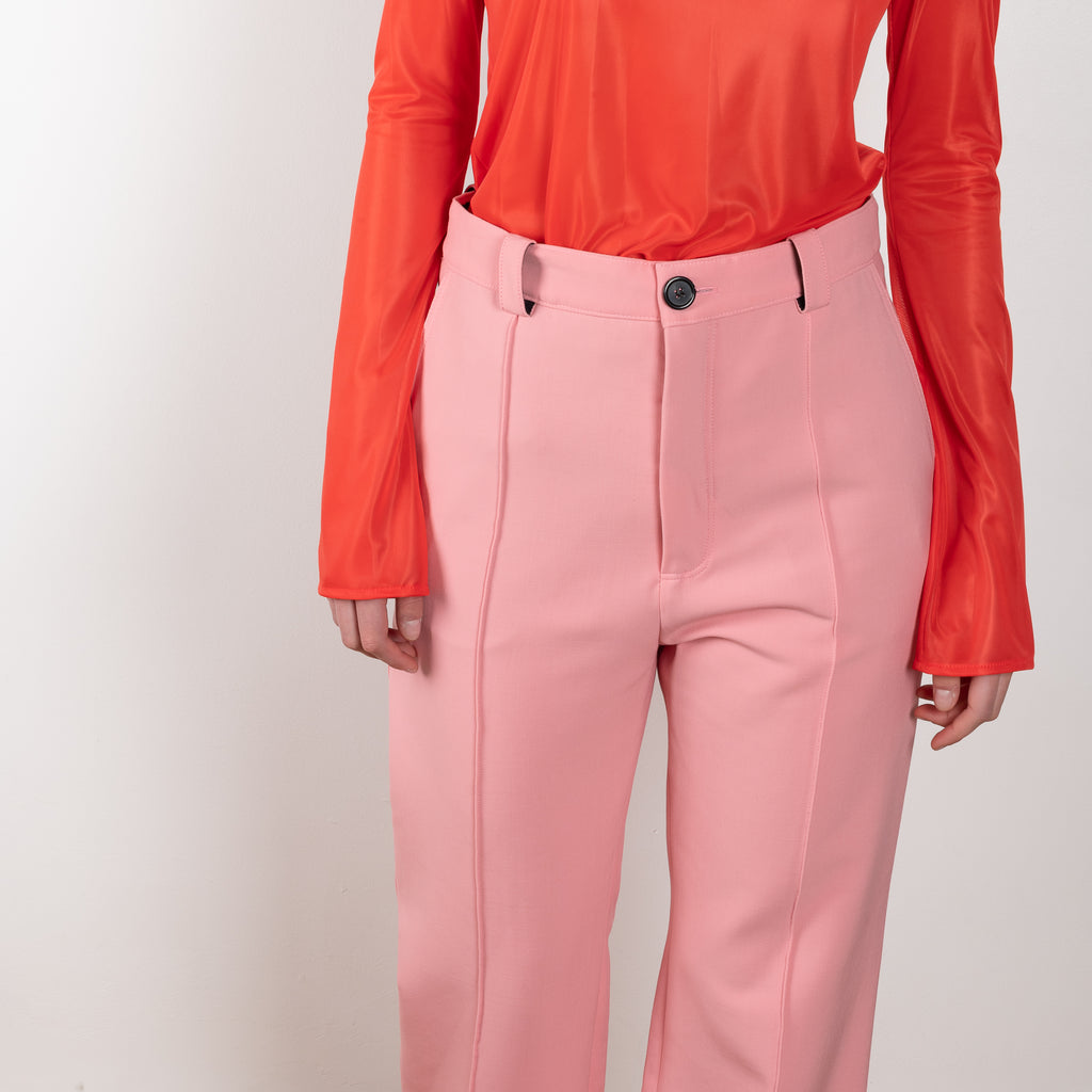 The Straight Leg Trousers by Kwaidan Editions is a high waisted structured trouser with a straight leg in this season's pink