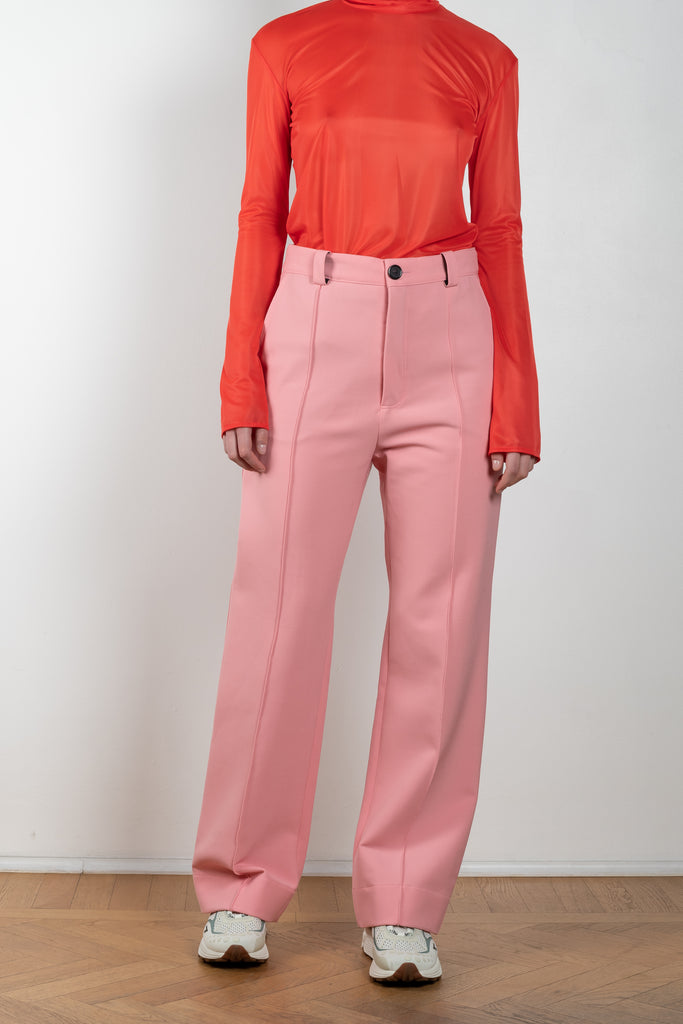 The Straight Leg Trousers by Kwaidan Editions is a high waisted structured trouser with a straight leg in this season's pink