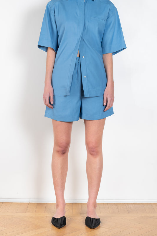 The Seto Shorts by Loulou Studio are high waisted with a relaxed fit in a linen and viscose blend