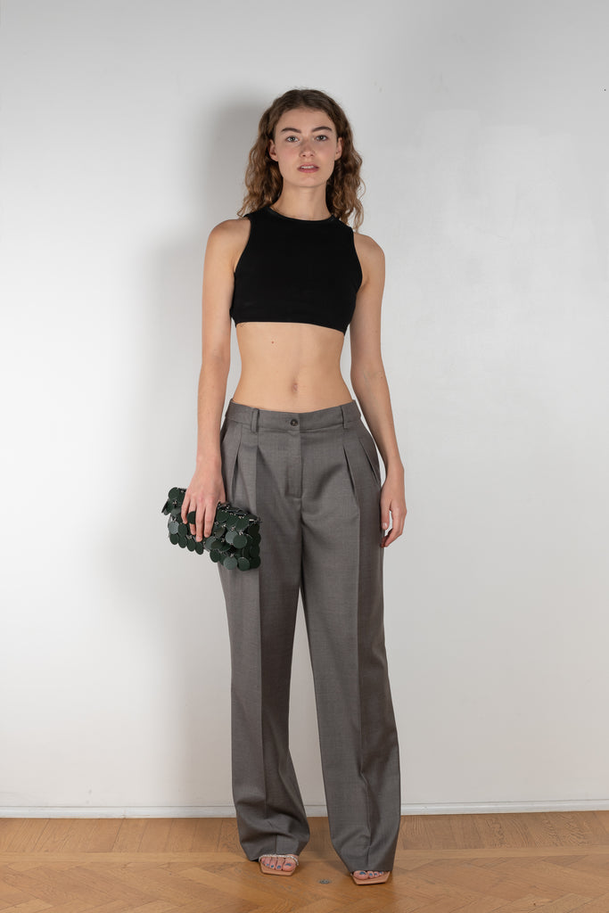 The New Sbiru Pants by Loulou Studio are signature suiting paints that sit on the waist, are ample and pleated at the waist