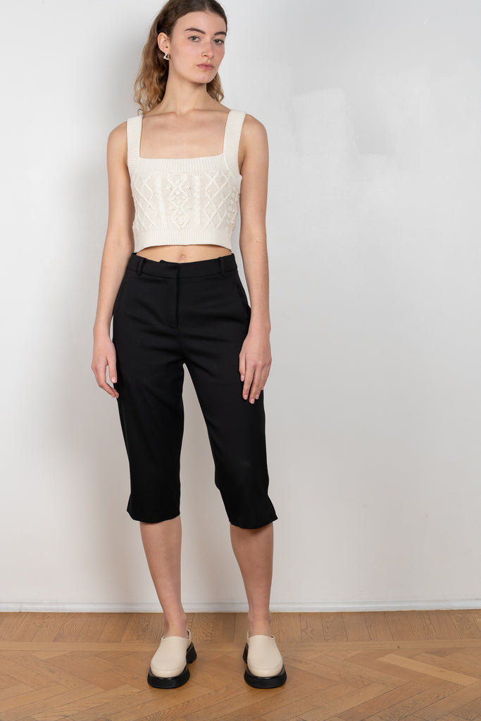 The Safal Short Pants by Loulou Studio is a high waisted fitted bermuda with a just below-the-knee length