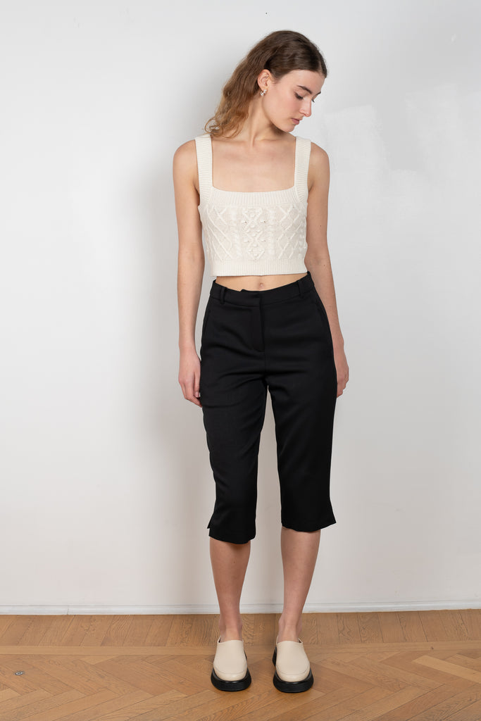 The Safal Short Pants by Loulou Studio is a high waisted fitted bermuda with a just below-the-knee length