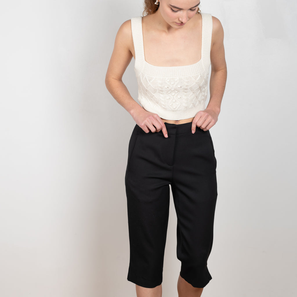 The Safal Short Pants by Loulou Studio is a high waisted fitted bermuda with a just below-the-knee length