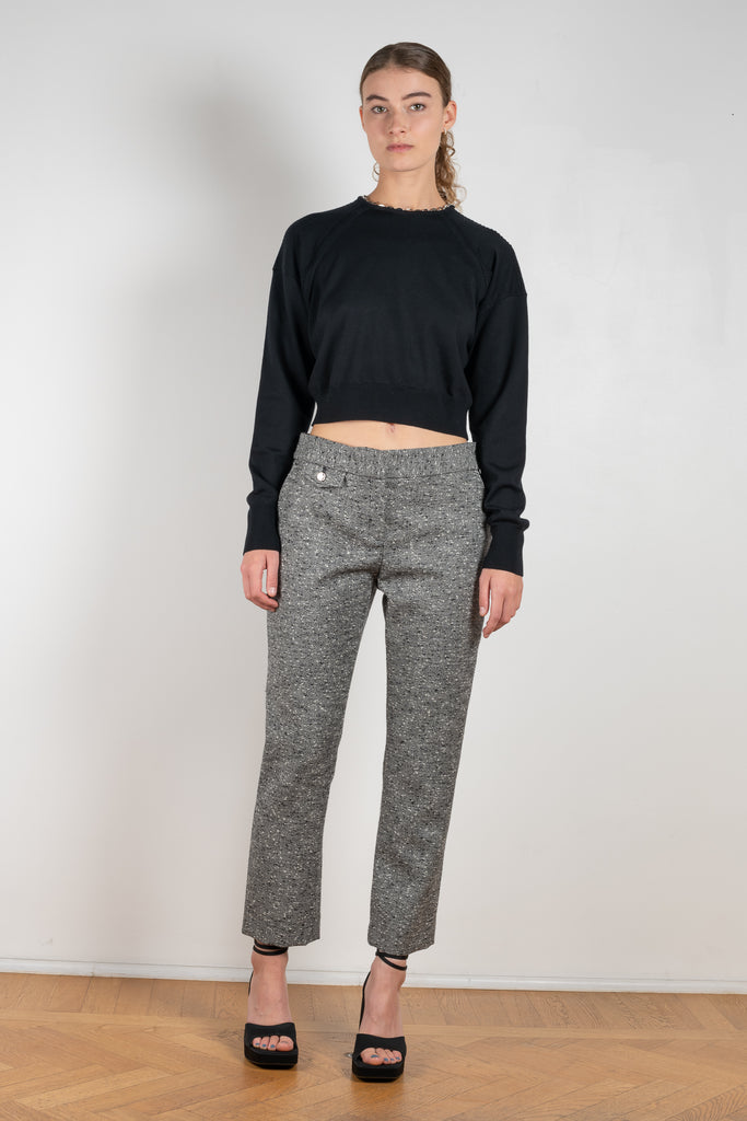 The Grey Wool Trousers by Paco Rabanne is a low rise trouser with a straight leg in a wool bouclette