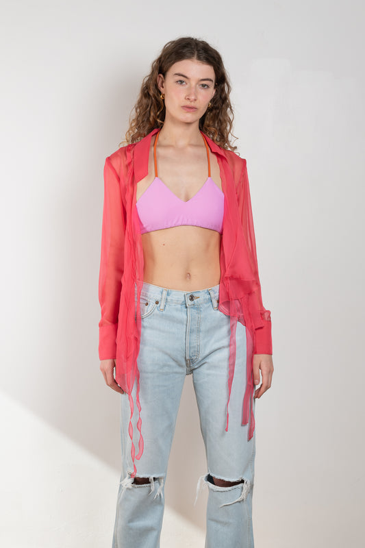 The Ava Bikini Top by Rejina Pyo in bright pink Sakura is a perfect layering piece for all your summer outfits