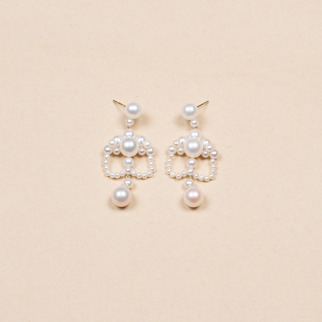 The Grand Chateau de Perles Earrings by Sophie Bille Brahe are a majestic pair of chandelier-style earrings, channelled through Sophie's modern minimalism