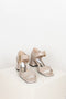 The Mary Jane Sandals by Suzanne Rae are sturdy block heel Mary Jane sandals with an open toe in a delicate putty cream