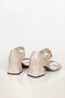 The Mary Jane Sandals by Suzanne Rae are sturdy block heel Mary Jane sandals with an open toe in a delicate putty cream